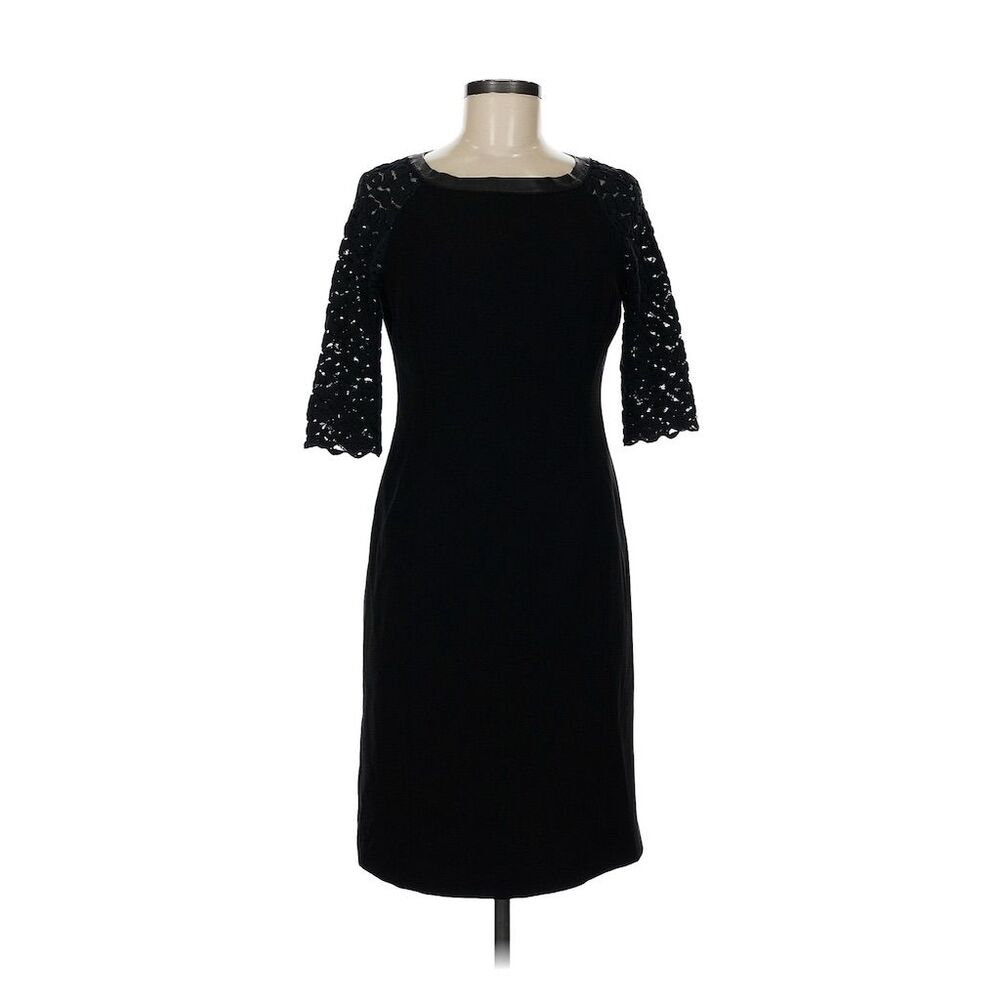 Lafayette 148 Women's Black Lace Sleeve Sheath Dress Size 6 Formal